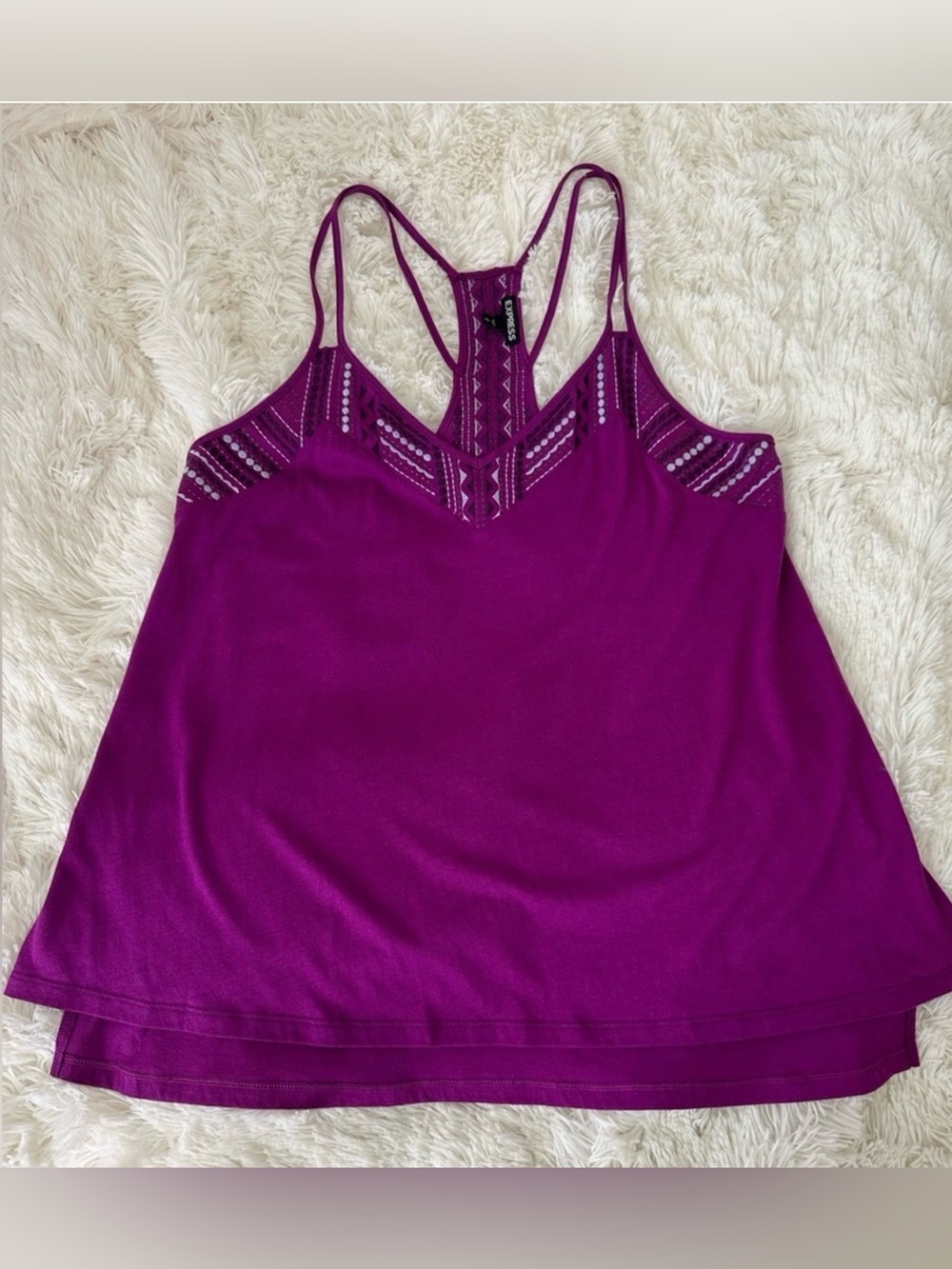 Express Purple Lace Trim Cami Women’s Large Racerback Sleeveless Tank Top NWOT